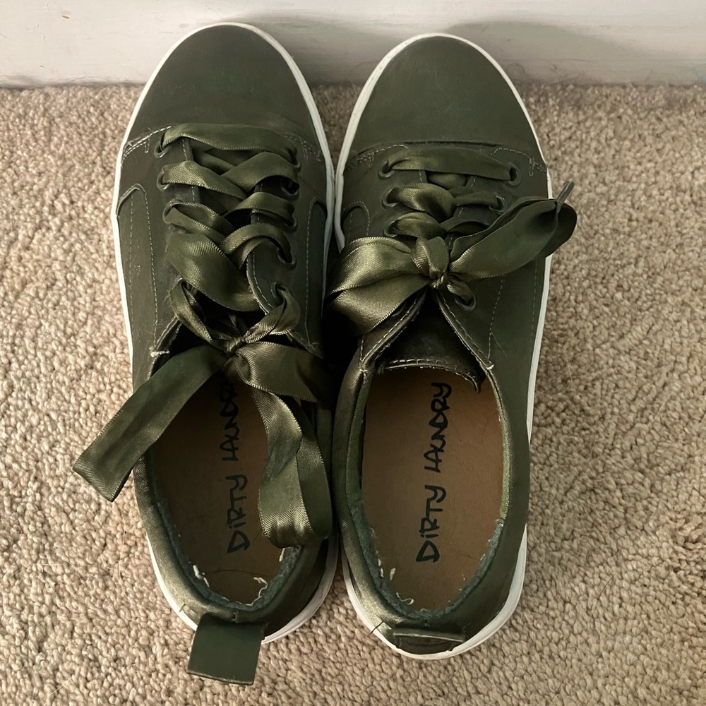 Green Sneakers with Satin Laces